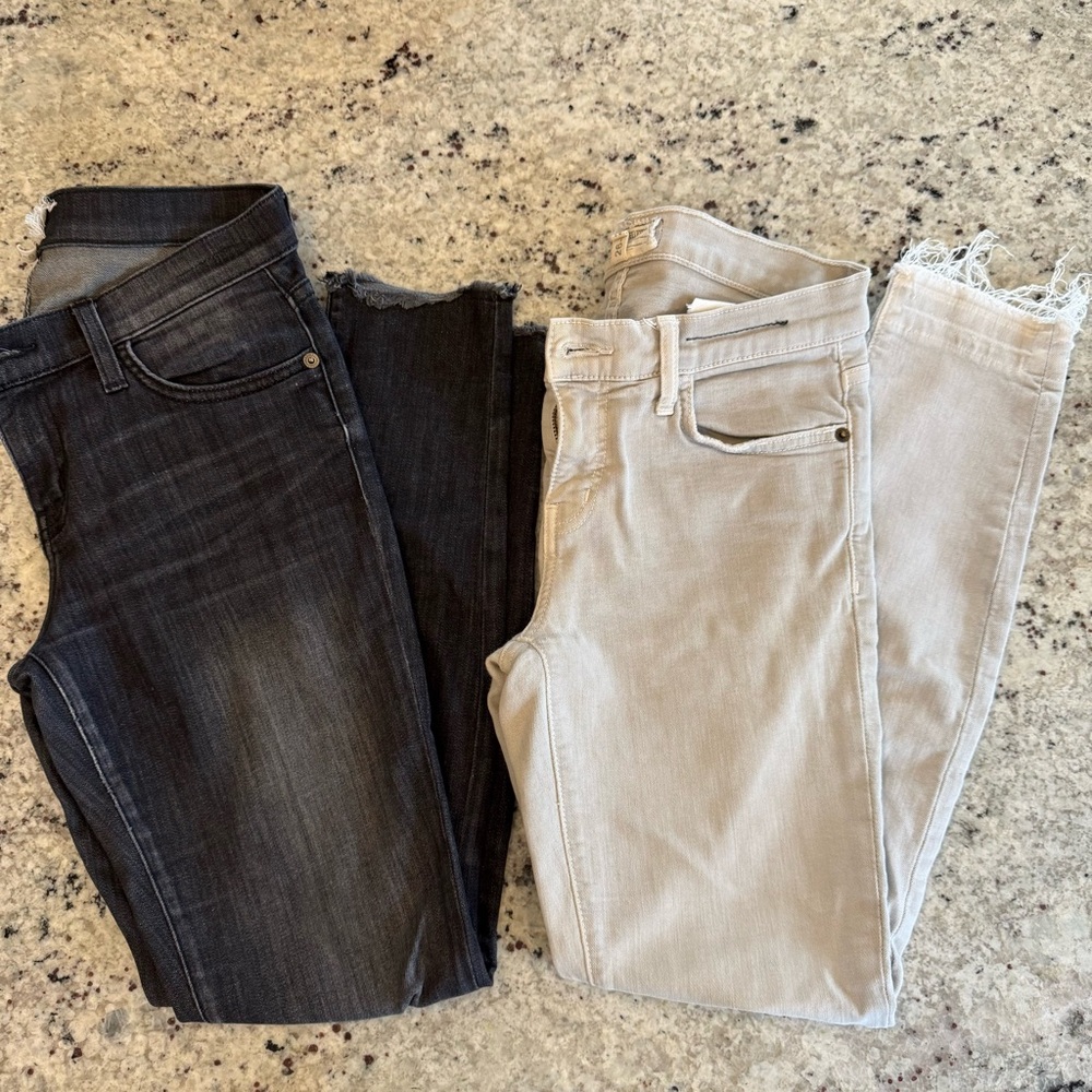 Current/Elliot Women's Black and Light Grey Jeans, Size 26